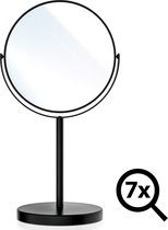 Omliox® Make Up Spiegel - Ronde Spiegel - Scheerspiegel - Vergrootspiegel 7x - Ø19cm - Mat Zwart