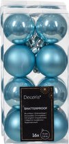 Decoris Kleine kerstballen - 32x - 4 cm - kunststof - ijsblauw/suiker blauw