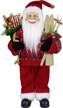 Kerstman decoratie pop - Martin - H45 cm - rood - staand - kerst beeld - kerst figuur