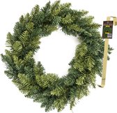 Kerstkrans/dennenkrans - groen - incl. hanger 27 cm- D40 cm -kunststof