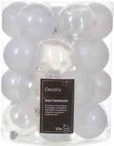 Decoris kerstballen - 50x stuks - 6 cm -kunststof - wit