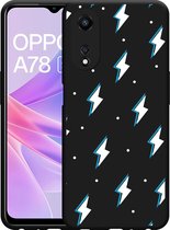 Cazy Hoesje Zwart geschikt voor Oppo A78 5G Bliksemschichten