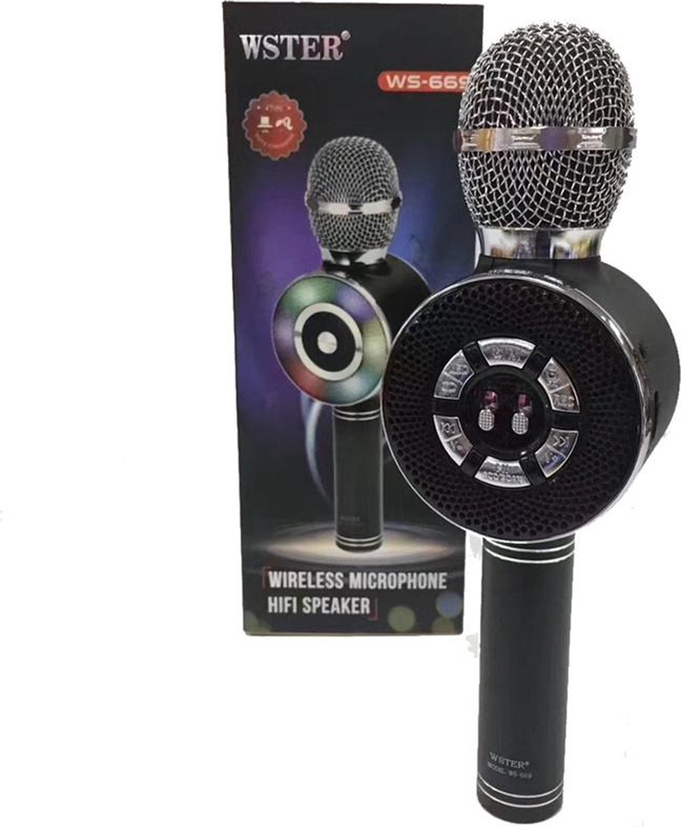 Wireless Microfoon/Bluetooth verbinding microfoon/HIFI Speaker Handheld KTV WS-669 kleur Zwart