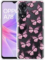 Cazy Hoesje geschikt voor Oppo A78 5G Roze Vlinders