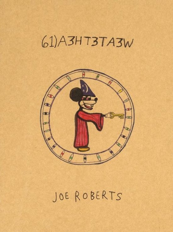 Een cirkel van gekleurde lichtjes met een tekening van Mickey Mouse in een tovenaarshoed en gewaad, die een sleutel vasthoudt. 'JOE ROBERTS' staat onderaan.