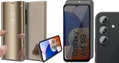 Hoesje geschikt voor Samsung Galaxy A14 - Privacy Screenprotector FullGuard & Camera Lens Screen Protector - Book Case Spiegel Goud