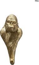 Luxe wandhaak - Gorilla - goud - kapstok - 14 x 8 cm