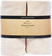Velours handdoek - ecru 2 stuks