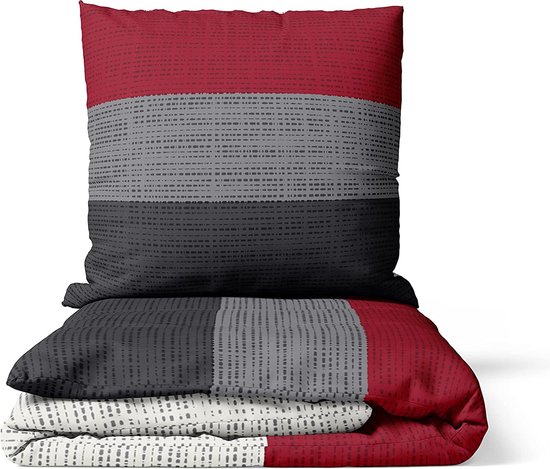 Buymax® Dekbedovertrek 155x220 100% Katoen 2-delig Beddengoed Set 155 x 220cm met 1 x Kussensloop 80x80cm, ÖKO-TEX Renforcé Dekbedovertrek Set met Ritssluiting