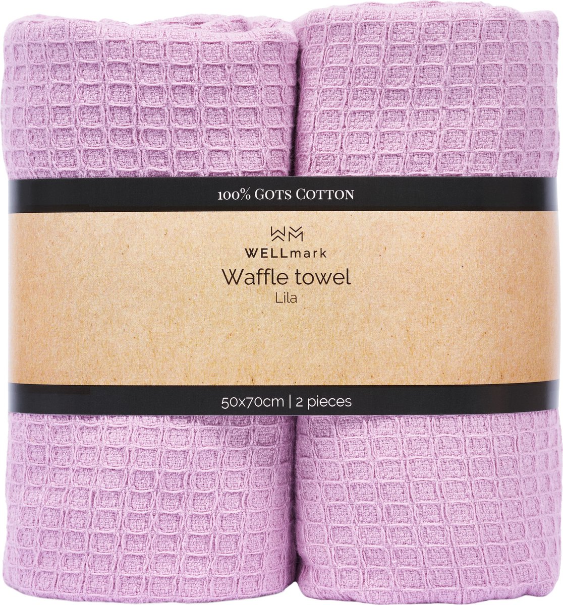 Waffle theedoek - lila 2 stuks