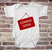 Soft Touch Rompertje met tekst - coming soon bord | Baby rompertje met leuke tekst | | kraamcadeau | 0 tot 3 maanden | GRATIS verzending