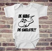 Soft Touch Rompertje met tekst - ik was de snelste | Baby rompertje met leuke tekst | | kraamcadeau | 0 tot 3 maanden | GRATIS verzending