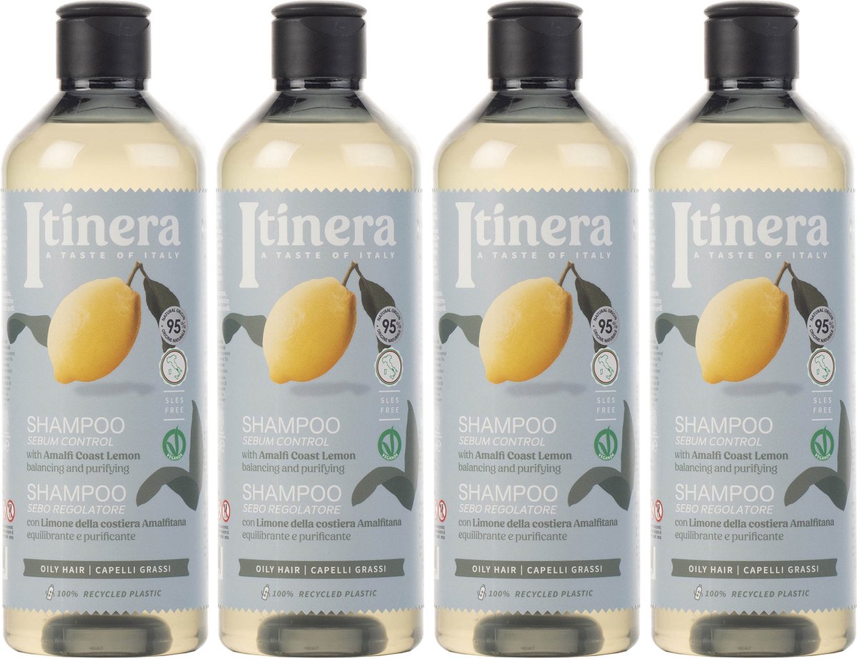 ITINERA - Shampoo voor vettig haar met citroen van de kust van Amalfi, 370 ml (4 stuks)