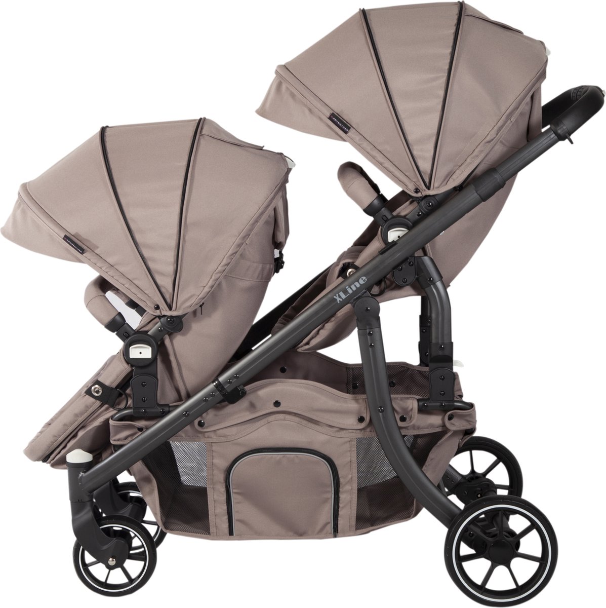 X Adventure Duo Kinderwagen / Tweeling Kinderwagen – Taupe - afbeelding 3