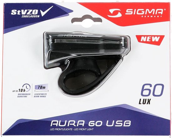 Sigma Aura 60 USB Fiets Koplamp - 60 Lux - Zwart — afbeelding 2