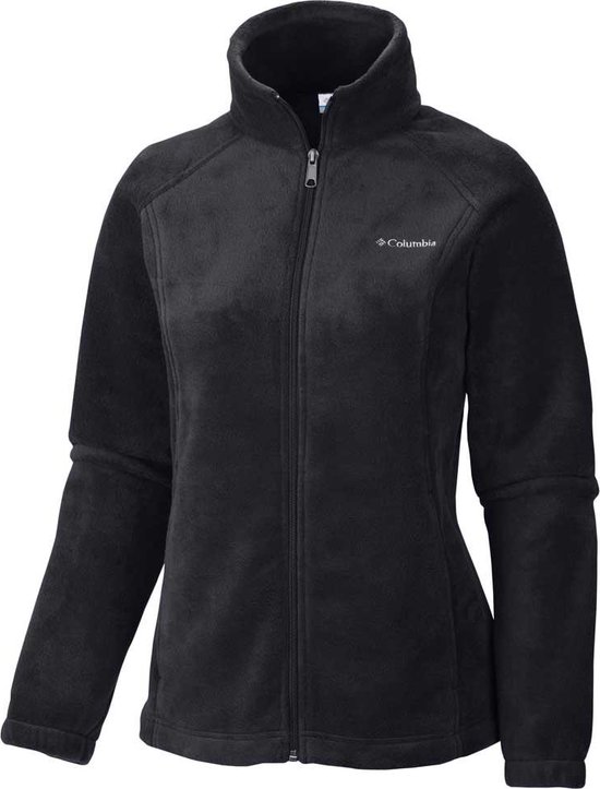 Zwarte Columbia fleece trui met rits en opstaande kraag. Columbia logo op de borst.