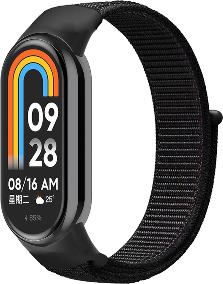 Nylon bandje - geschikt voor Xiaomi Mi Band 10 / 9 / 8 / Xiaomi Smart Band 10 / 9 / 8 - zwart