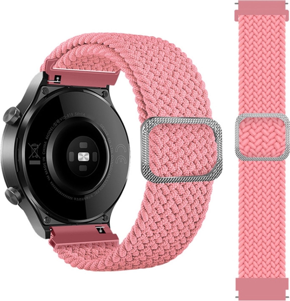 Nylon bandje - geschikt voor Garmin Vivoactive 4 / Venu 2 / Venu 3 / Forerunner 255 / 265 - roze