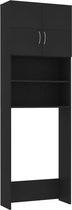 vidaXL-Wasmachinekast-64x25,5x190-cm-bewerkt-hout-zwart