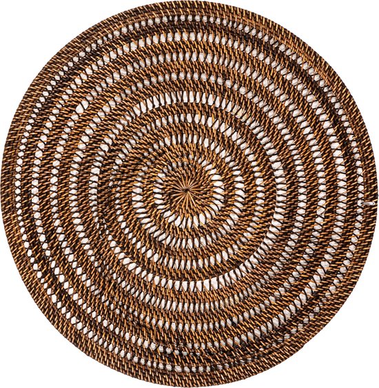 Decoratie rattan, rond - dia 60 cm - SPIRAL, donkerbruin