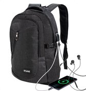 Stane® Laptop rugzak - Schooltas - Backpack - Laptoptas - USB oplaadstation - Incl. regenhoes - 14 t/m 15.6 inch - Zwart