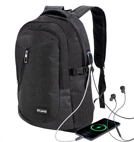 Stane® Laptop rugzak - Schooltas - Backpack - Laptoptas - USB oplaadstation  - Incl.... | bol.com