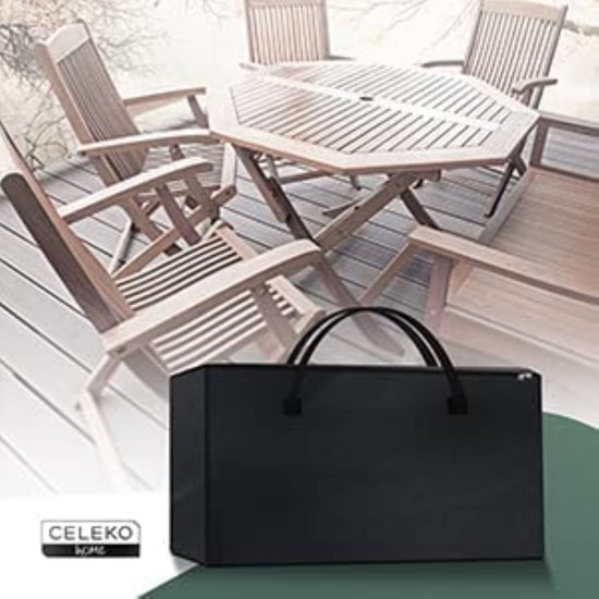 Celeko Home | Coussin de rangement pour palettes 120 x 30 x 80 cm Sac de rangement XXL Oxford Polyester 600D Noir déperlant – Coussin de jardin