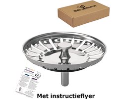 Luxe Afvoerzeef RVS 84 mm - XL afvoerstop - korfplug - gootsteenstop - korfplug gootsteen - Wehlkorfplug Zeefje - plugzeefje- korfplug - gootsteenzeefje - roostertje - wasbakroostertje - wasbakzeefje - korfzeefje