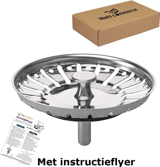 Luxe Afvoerzeef RVS 84 mm - XL afvoerstop - korfplug - gootsteenstop - korfplug gootsteen - Wehlkorfplug Zeefje - plugzeefje- korfplug - gootsteenzeefje - roostertje - wasbakroostertje - wasbakzeefje - korfzeefje