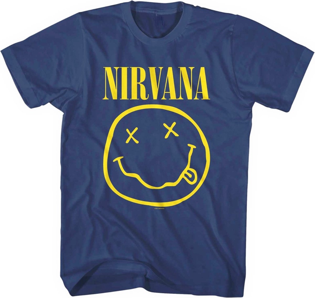 Nirvana - Yellow Happy Face Heren T-shirt - XL - Blauw