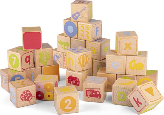 New Classic Toys Houten ABC Leerblokken Set - 30 stuks