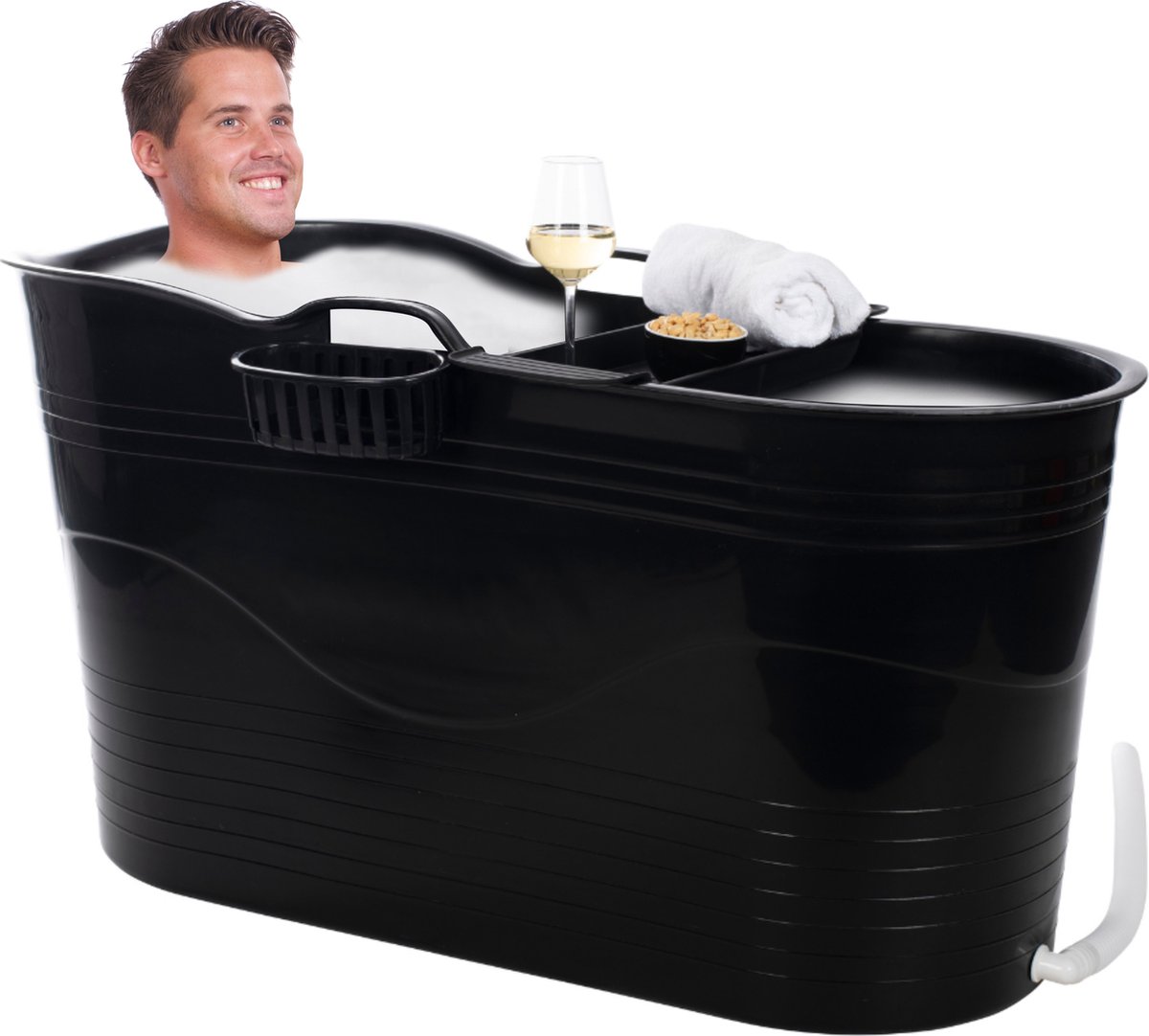HelloBath® Bath Bucket XL 122 cm Zwart Zitbad Ligbad