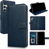 Casemania Hoesje Geschikt voor Samsung Galaxy A14 Blauw - Portemonnee Book Case - Kaarthouder & Magneetlipje