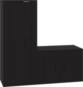 vidaXL - 2-delige - Tv-meubelset - bewerkt - hout - zwart