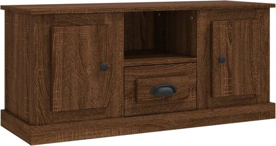 vidaXL - Tv-meubel - 100x35,5x45 - cm - bewerkt - hout - bruin - eikenkleur