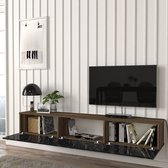 Tv-meubel Viht 180x31x29,5 cm walnootkleurig en marmer zwart