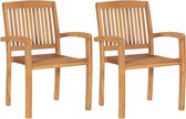 Chaises de jardin empilables 2 pcs en teck massif