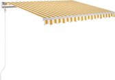 vidaXL - Luifel - handmatig - uittrekbaar - 350x250 - cm - geel - en - wit