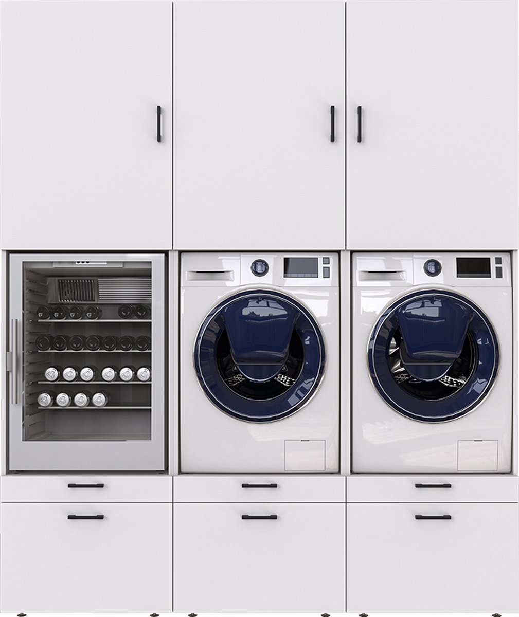 Waswagen met wasmand 2 vakken – 100 l – wassorteerder – 87 x 33 x 80,5 cm – met wielen – wit – BLH311G01 – | Gecontroleerde retourproducten en nieuwe overstockproducten tegen een onverslaanbare lage prijs