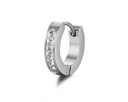 Plux Fashion Fancy Oorbel - Zilver - 8mm - Stainless Steel - Heren - Dames - Sieraden - Zilveren Oorbel - Fancy Earring - Diamanten Oorbel - HipHop Oorbel - Sieraden Cadeau - Luxe Style - Duurzame Kwaliteit - Moederdag Cadeau - Vaderdag Cadeau