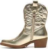 SmileFavorites® Dames Cowboylaarzen Western Kort - Goud - Imitatieleer - Maat 41