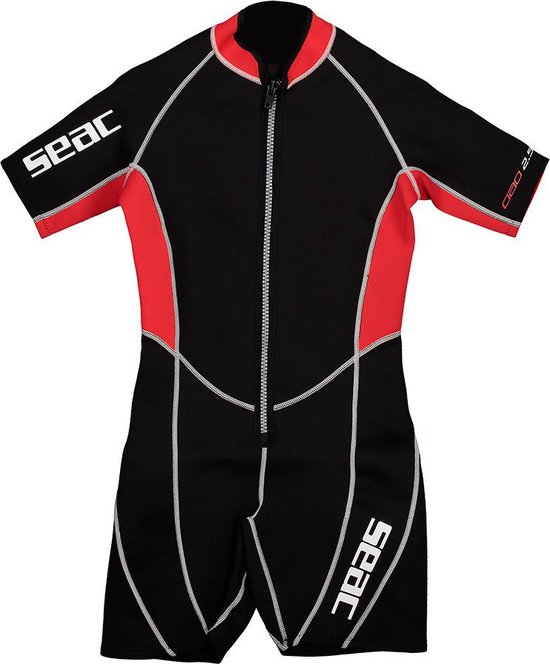 Muta In Neoprene 2.5 Mm Muta Corta Donna Nero Azzurro Muta Corta Seac Look Lady - Neoprene 2.5mm Per Snorkeling E Nuoto, Nero/Azzurro Muta Neoprene Cuciture Piatte Muta SEAC Look Lady Nero