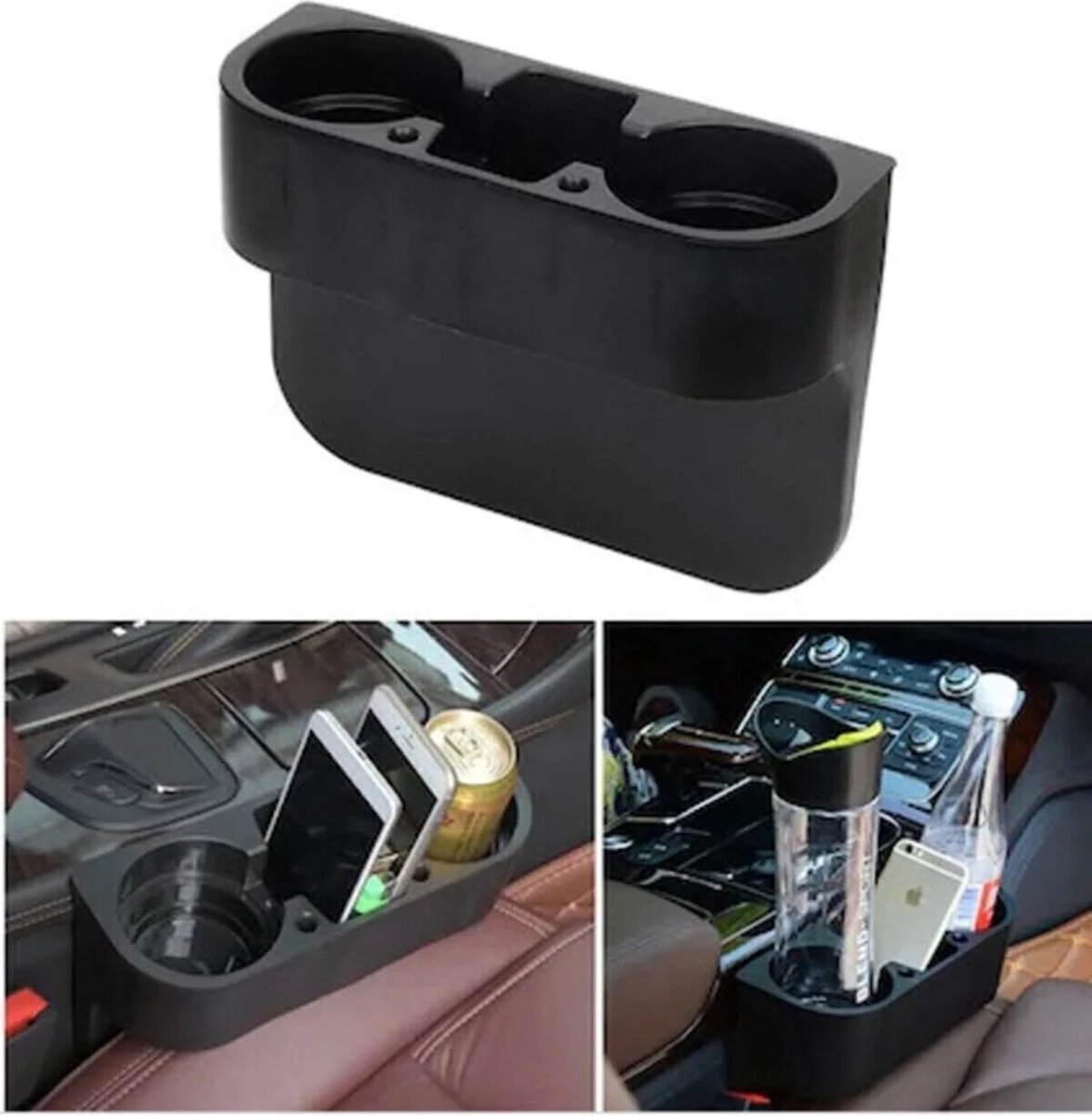 MONT KIARA 2023 DESIGN Zwarte autostoel en hoofdsteun Bekerhouder Auto organizer - Telefoonhouder auto - Opbergvak - StoelorganiserZwarte autostoel en hoofdsteun Bekerhouder Bekerhouder