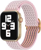 Nylon bandje - geschikt voor Apple Watch Series 1/2/3/4/5/6/7/8/9/SE/SE 2 met case size 38 mm / 40 mm / 41 mm - roze