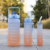 RevoGoodies Motivatie Waterfles met Tijdsmarkering - 2L- BPA Vrij - Blauw/Oranje