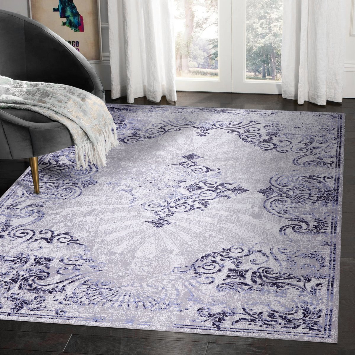 NETLINE HOME - Vloerkleed | Wasbaar Vloerkleed | Antislip | Wasbaar Tapijt voor Keuken, Slaapkamer, Hal, Woonkamer | Vloerkleed Oosters Design Tapijt | Laagpolig(120X180)