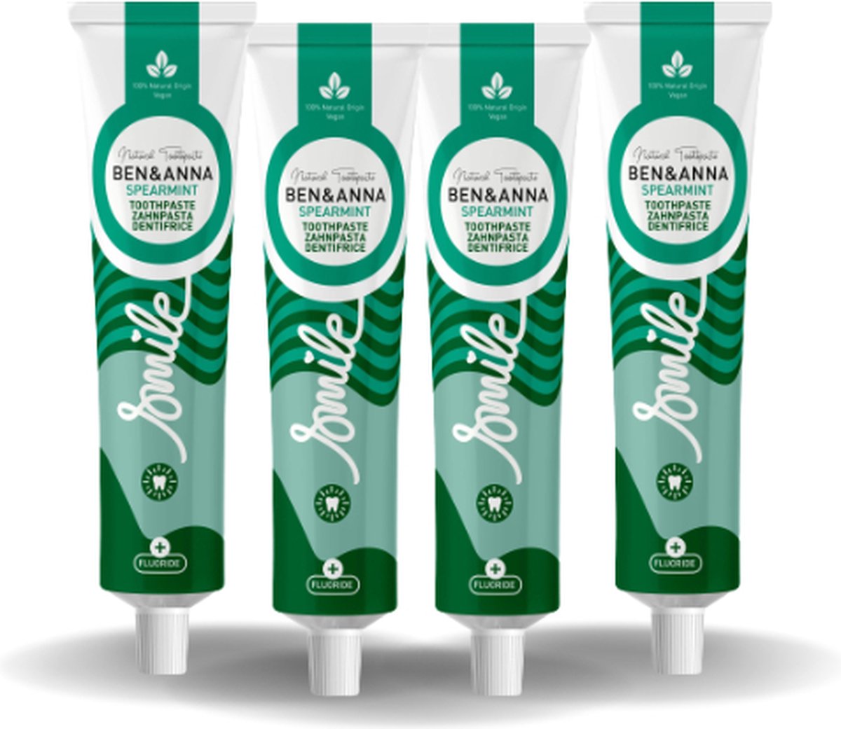 BEN&ANNA - Toothpaste Smile with Fluoride Spearmint - 75ml - 4 Pak