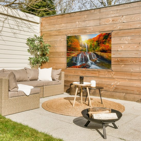 Affiche jardin - Peinture jardin extérieur - Toile clôture - Jardin -  Cascade - Nature