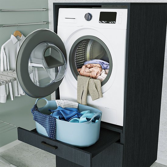 MultiWash 4 Plus - Wasmachine & Wasdroger kast - Met Uittrekbare Wasmand Planken - Extra Opbergruimte - Minimaliseert Trillingen
