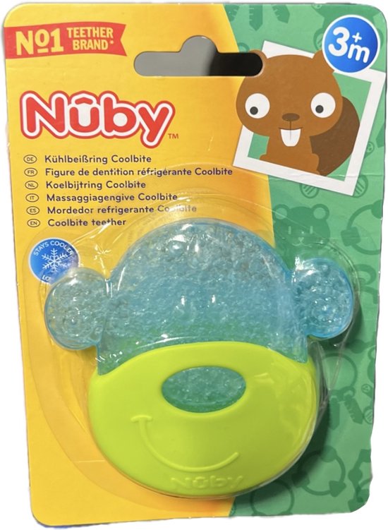 Bijtring - Koekbijtring - Coolbite - Nûby - Te gebruiken voor doorkomende tandjes - Blauw/Groen